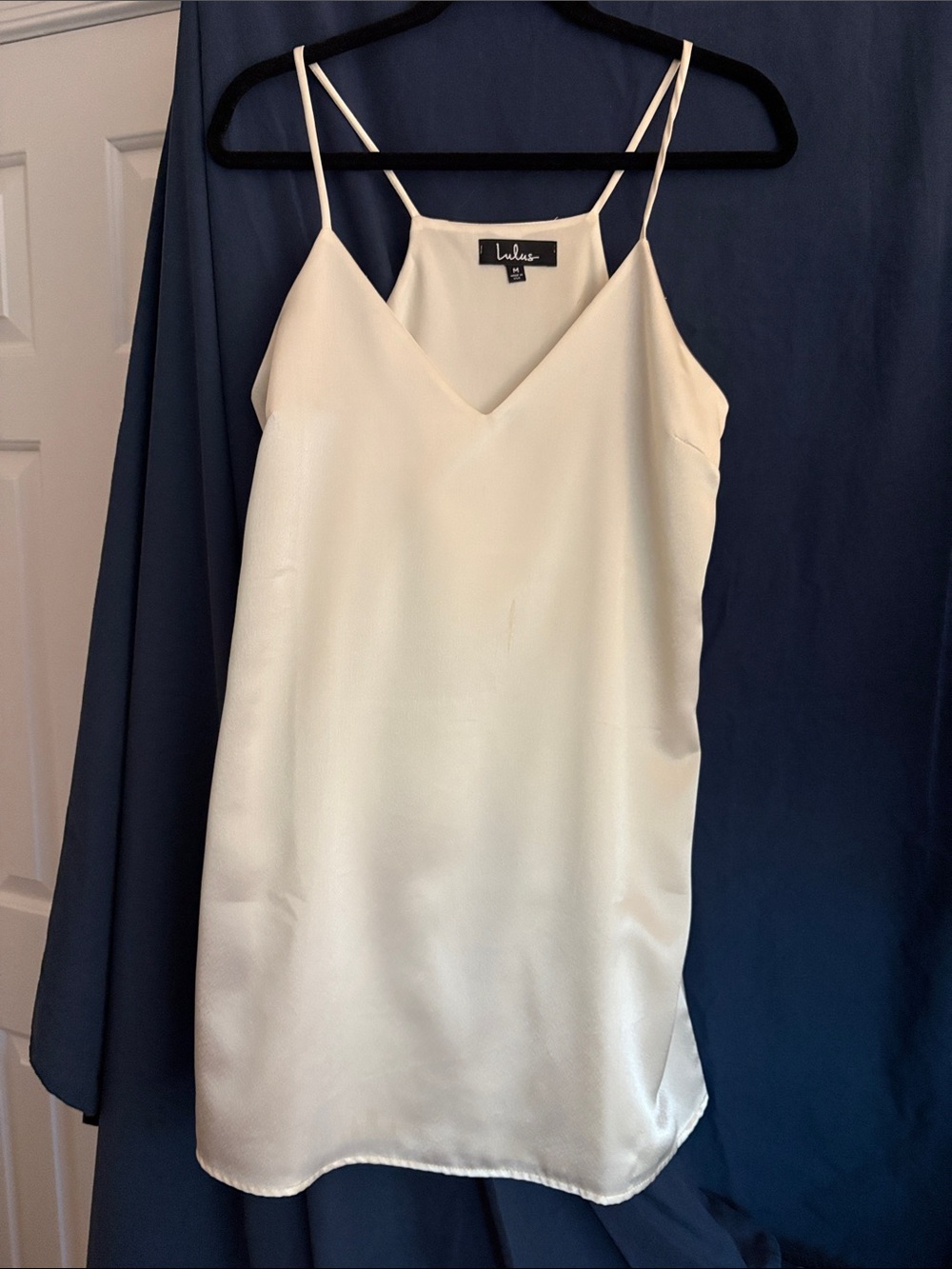 Lulu's Ivory Satin Spaghetti-Strap Mini Dress